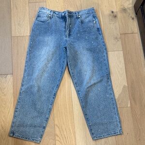Blank NYC Blue Relaxed Jeans with Metallic Speckles